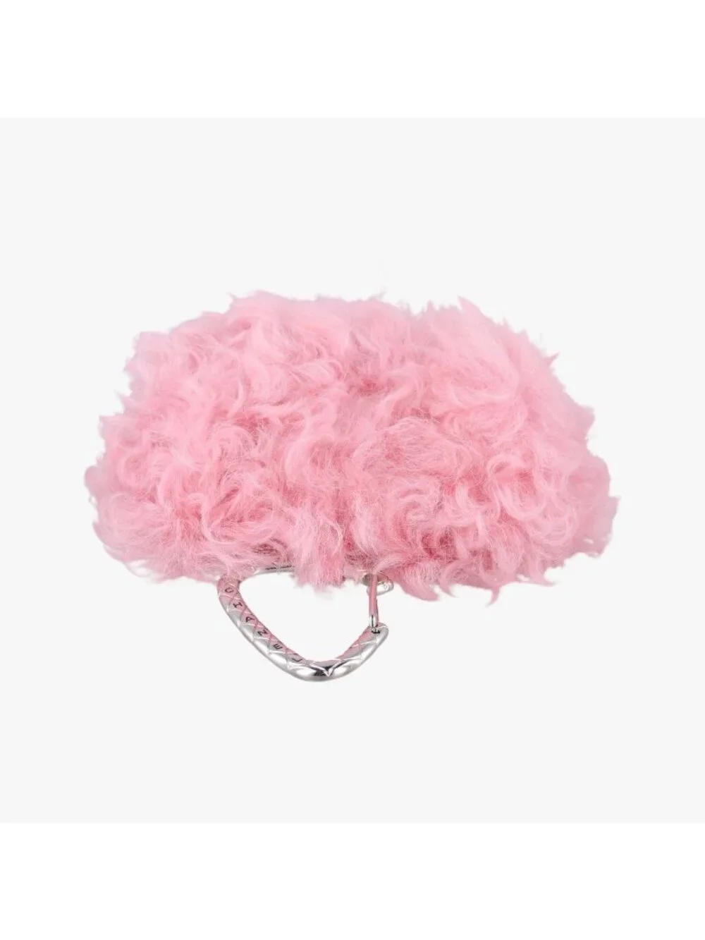 Chanel Shearling CC Hook Card Holder Pink Wool